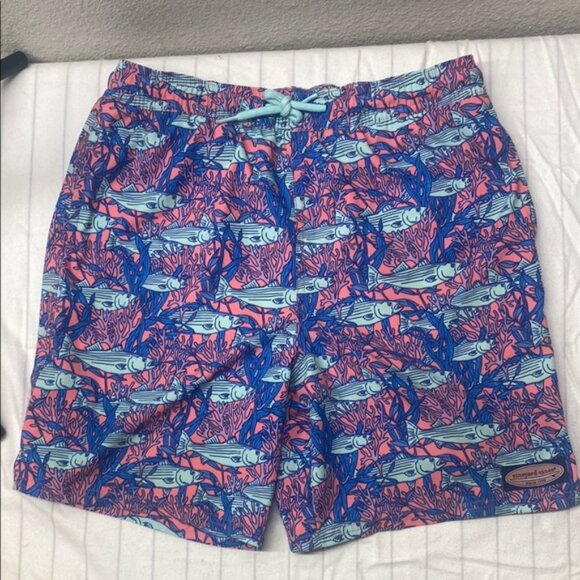 VINEYARD VINES Chappy Print Swim Trunks - Coral Papaya Passion Size Large - Picture 1 of 12